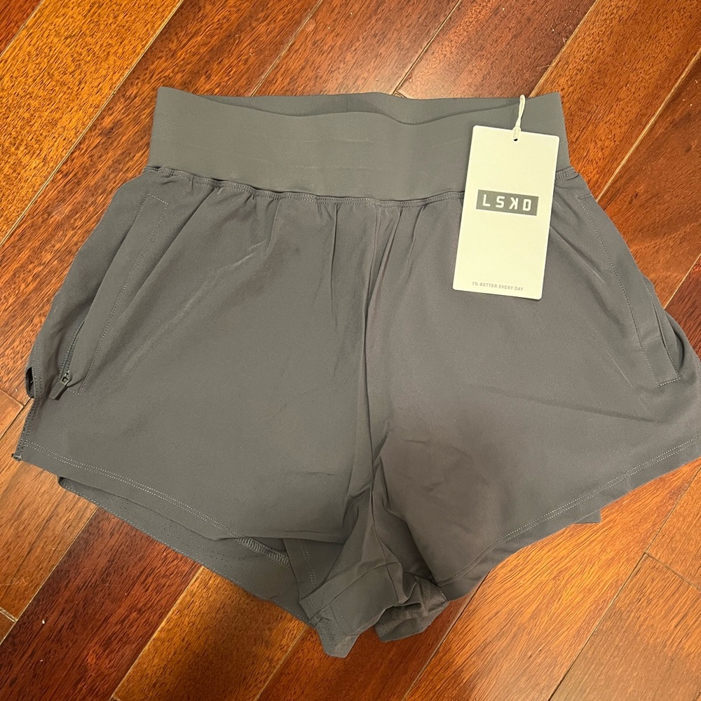 LSKD Women's Challenger 3" Lined Performance Short - Dark Storm - Size Small